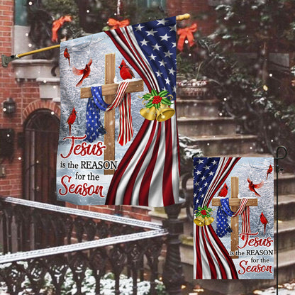 Jesus Christ Cross Flag  Jesus is The Reason for Season Christmas Flag MLN687Fv1