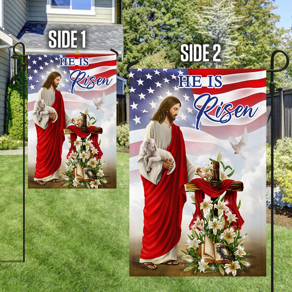 Easter Jesus He Is Risen American Flag