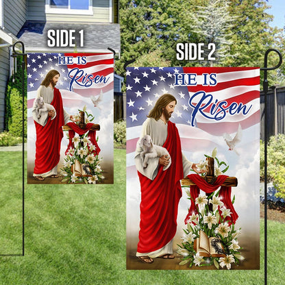 Easter Jesus He Is Risen American Flag