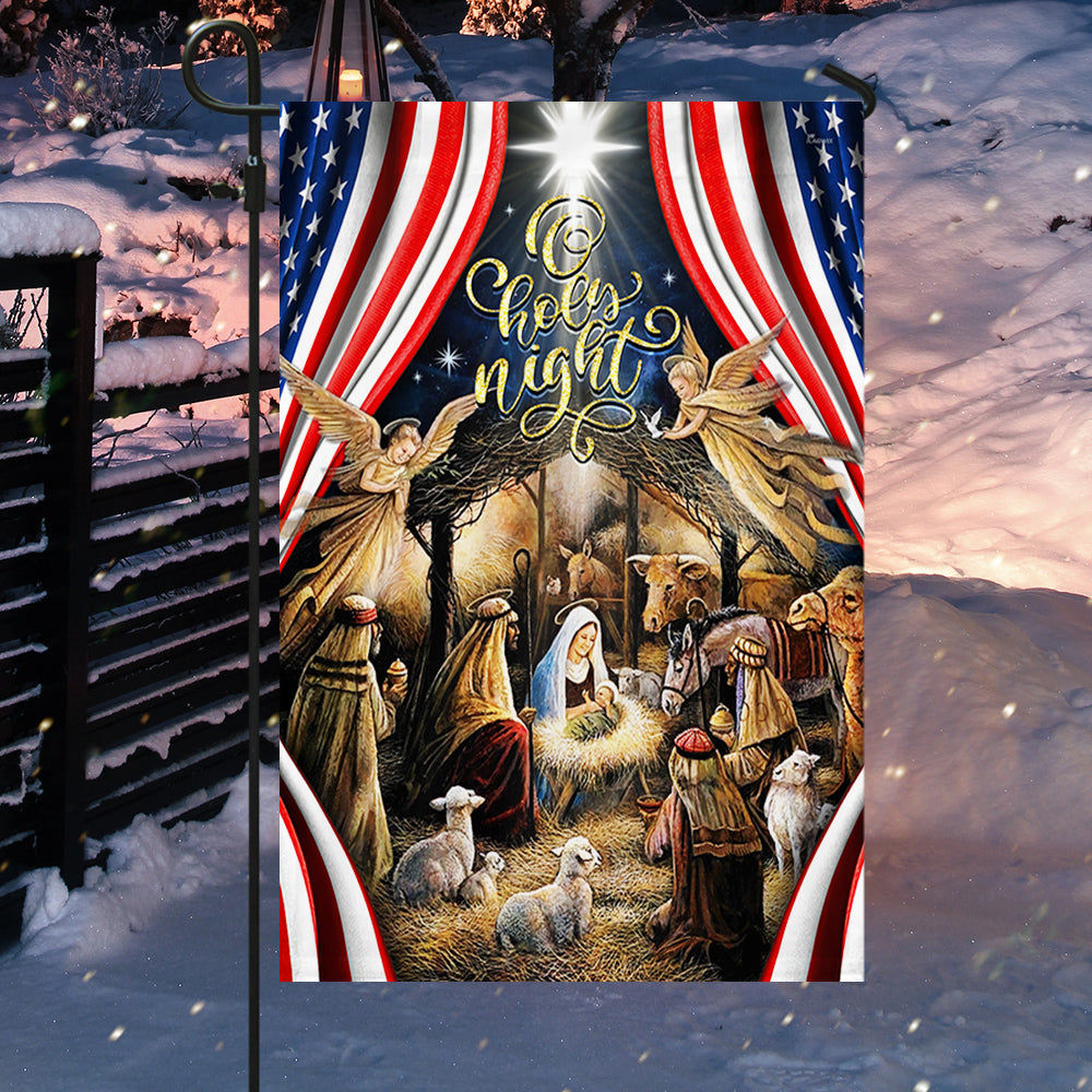 Christmas Silent Night Flag Jesus Is Born