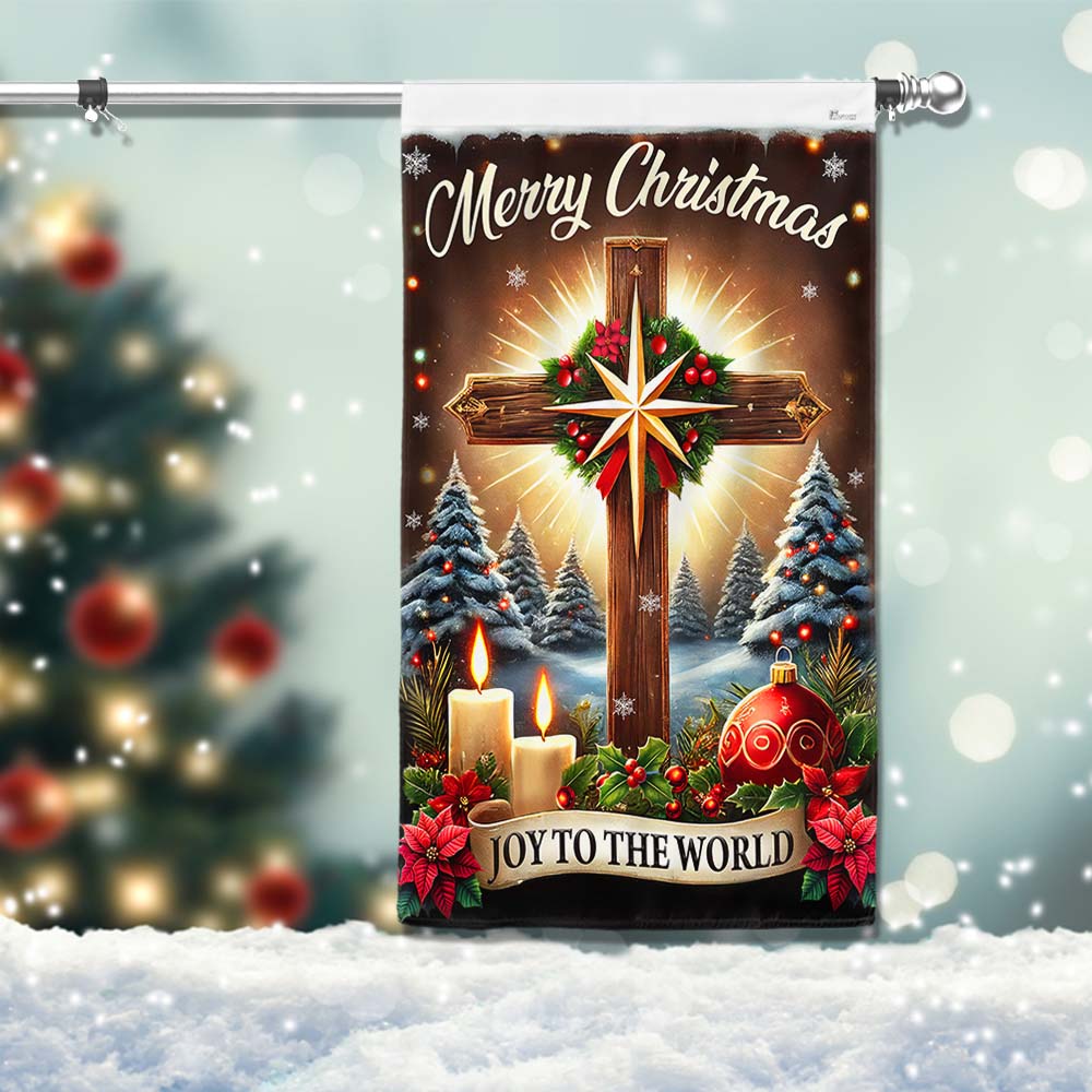 Christian Cross Christmas Flag Joy To The World Jesus Christ Flag