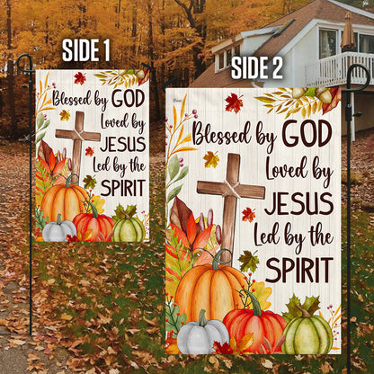 Fall Christian Cross Flag Blessed By God Loved By Jesus Led By The Spirit Flag