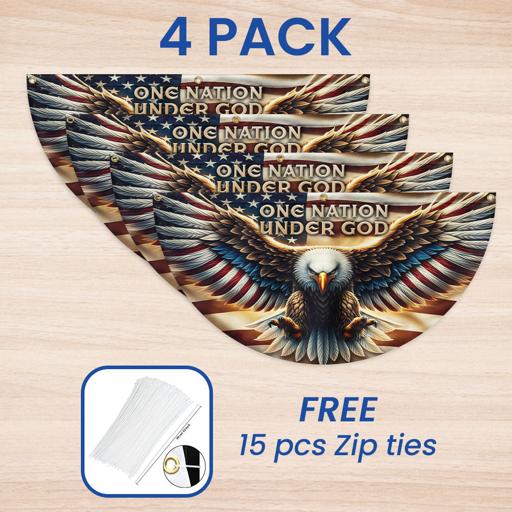 One Nation Under God Patriotic Eagle Non-Pleated Fan Flag