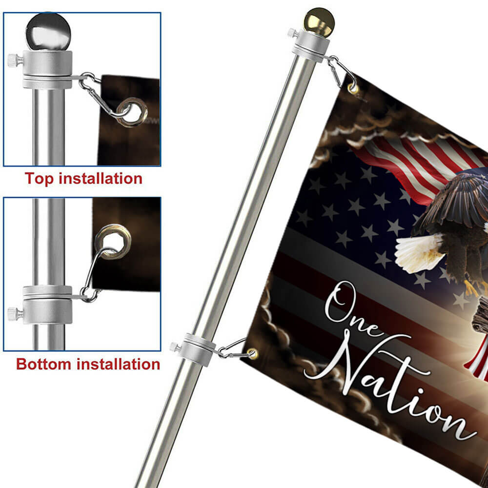 One Nation Under God. Christian Cross American Grommet Flag