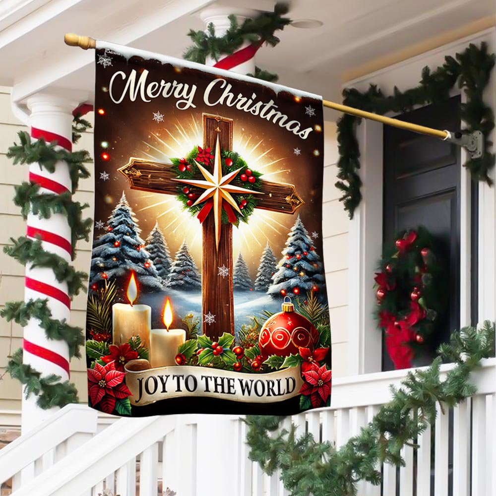 Christian Cross Christmas Flag Joy To The World Jesus Christ Flag