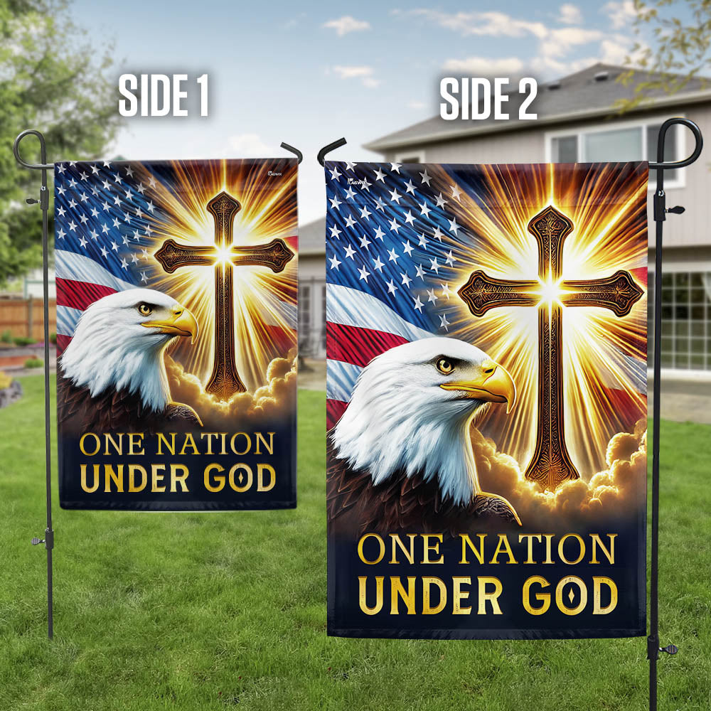 Eagle Patriot Christian Cross One Nation Under God Flag