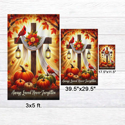 Fall Jesus Christian Cross Cardinal Flag Always Loved Never Forgotten Flag