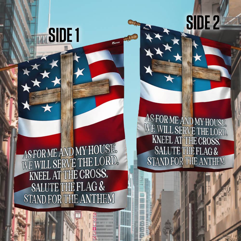 FLAGWIX  Jesus Cross Patriotic Flag As For Me And My House We Will Serve The Lord Flag