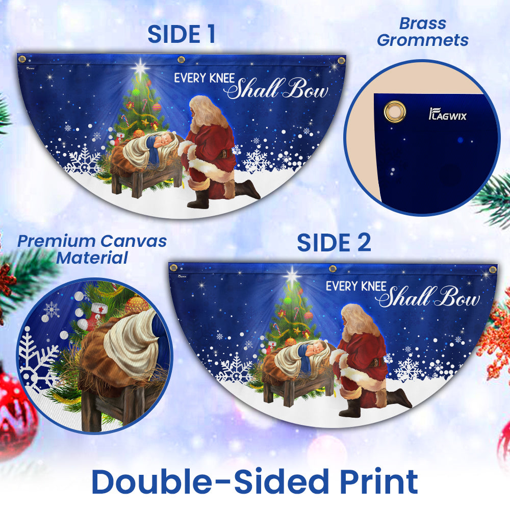 Santa Claus Christmas Baby Jesus Every Knee Shall Bow Non-Pleated Fan Flag
