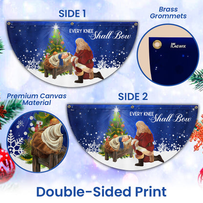 Santa Claus Christmas Baby Jesus Every Knee Shall Bow Non-Pleated Fan Flag