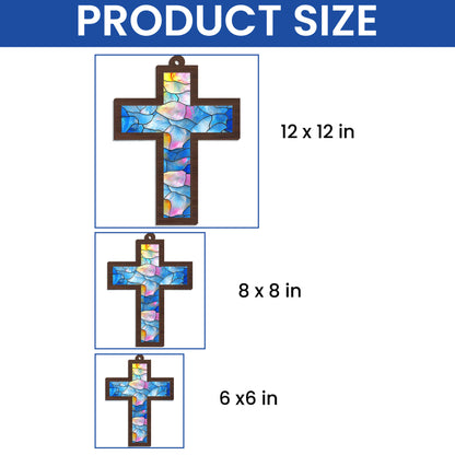 Christmas Ornament, Christian Cross 2 Layered Hanging Suncatcher