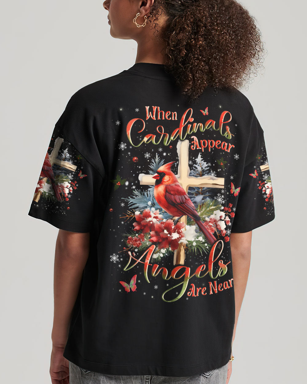 When Cardinals Appear Angels Are Near Christmas T-Shirt 4