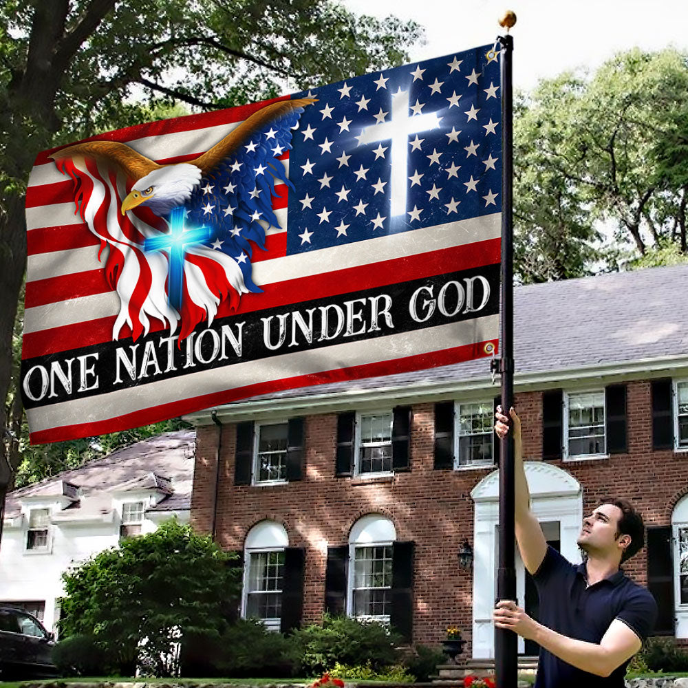 One Nation Under God, Christian Cross, American Flag