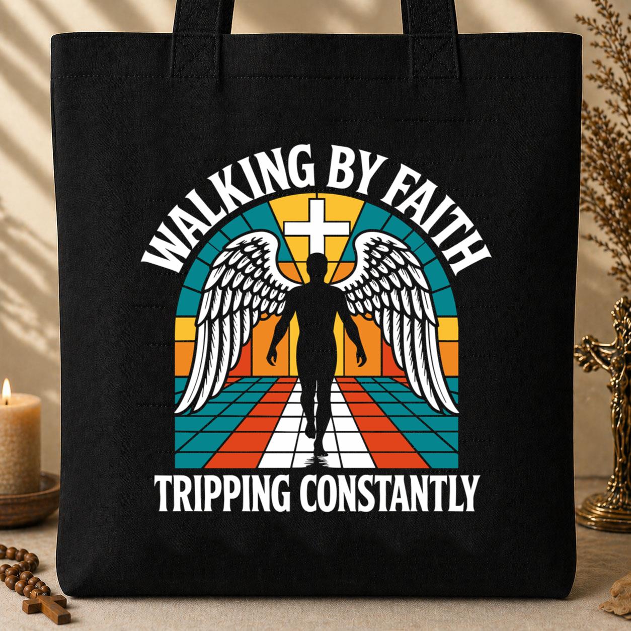 Walking By Faith Tripping Constantly 17 Tote Bag