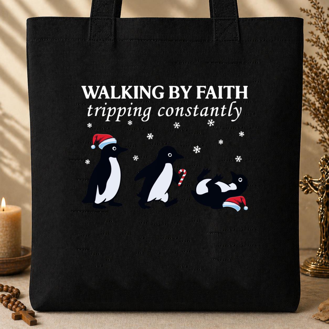 Walking By Faith Tripping Constantly Christmas Tote Bag