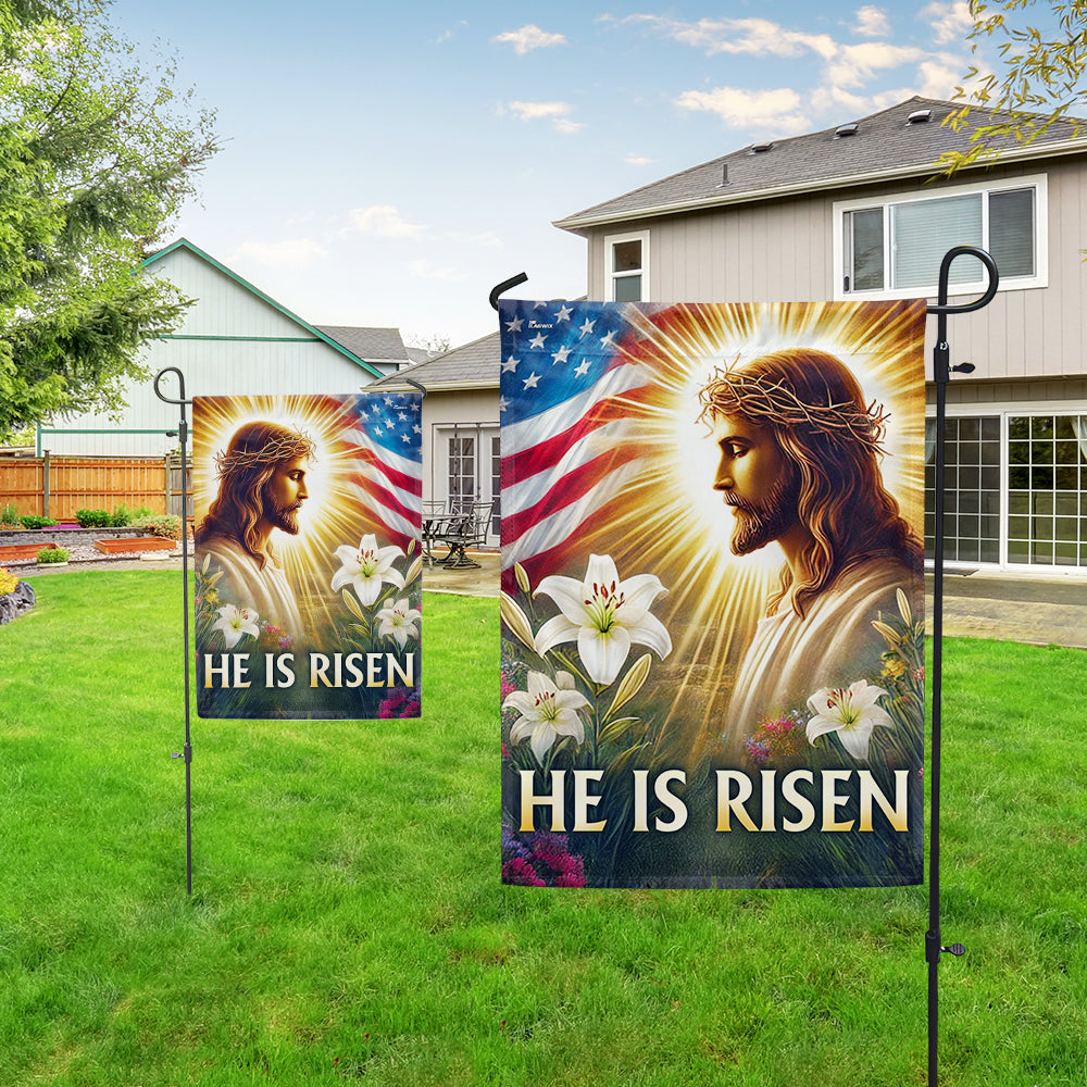 He is Risen Religious Easter Day Flag