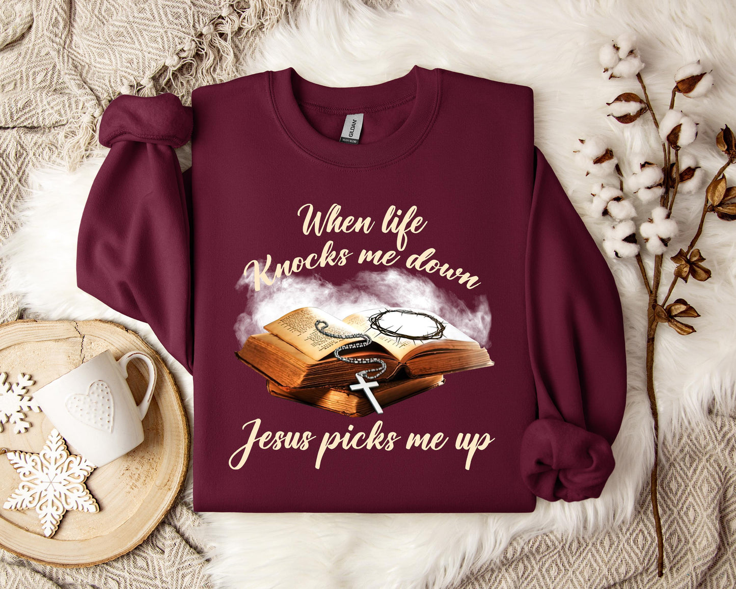When Life Knocks Me Down Jesus Picks Me Up Sweatshirt