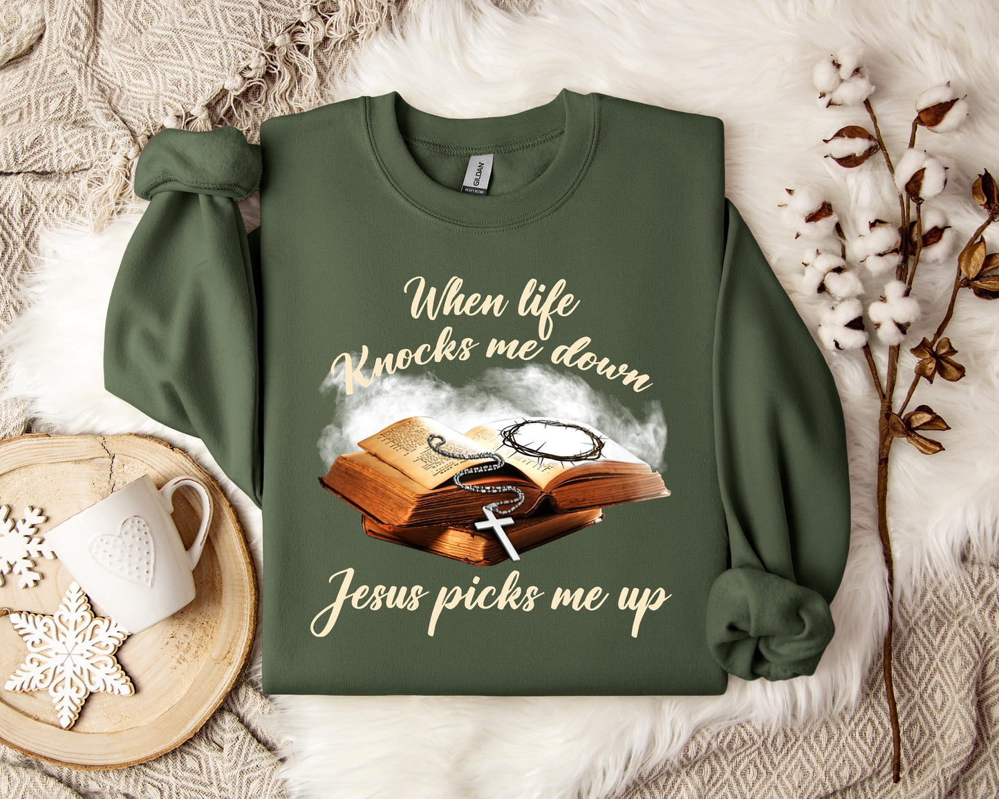 When Life Knocks Me Down Jesus Picks Me Up Sweatshirt