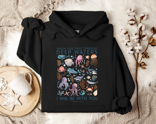 When You Pass Through Deep Waters I Will Be With You Isaiah 43.2 Hoodie