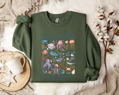 When You Pass Through Deep Waters I Will Be With You Isaiah 43.2 Sweatshirt