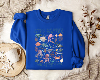 When You Pass Through Deep Waters I Will Be With You Isaiah 43.2 Sweatshirt
