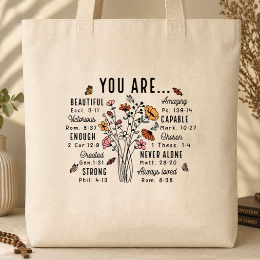 Wildflowers Bible Verse Tote Bag