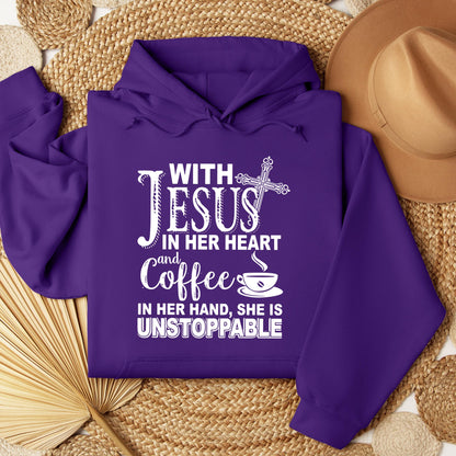 With Jesus In Her Heart And Coffee In Her Hand She Is Unstoppable