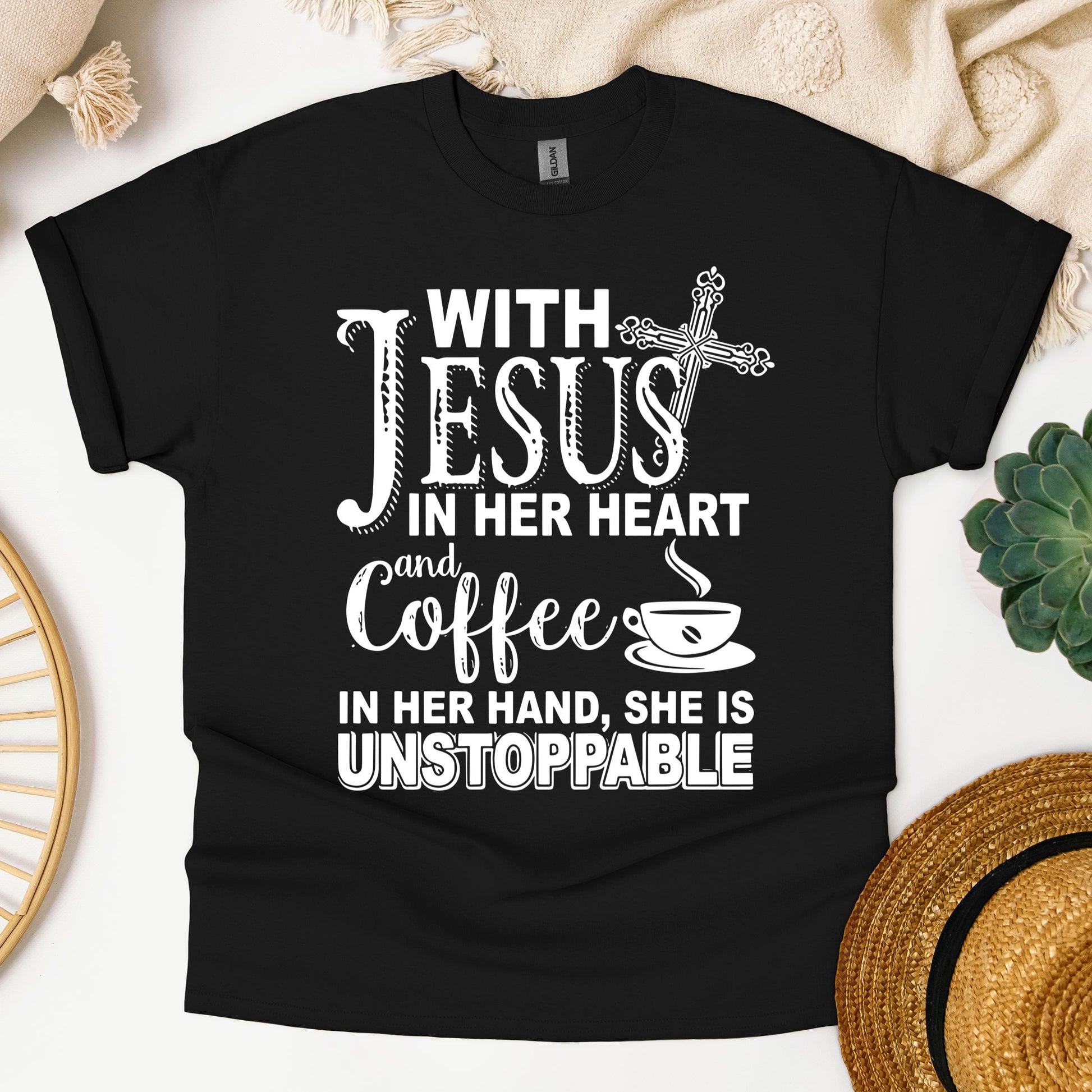 With Jesus In Her Heart And Coffee In Her Hand She Is Unstoppable