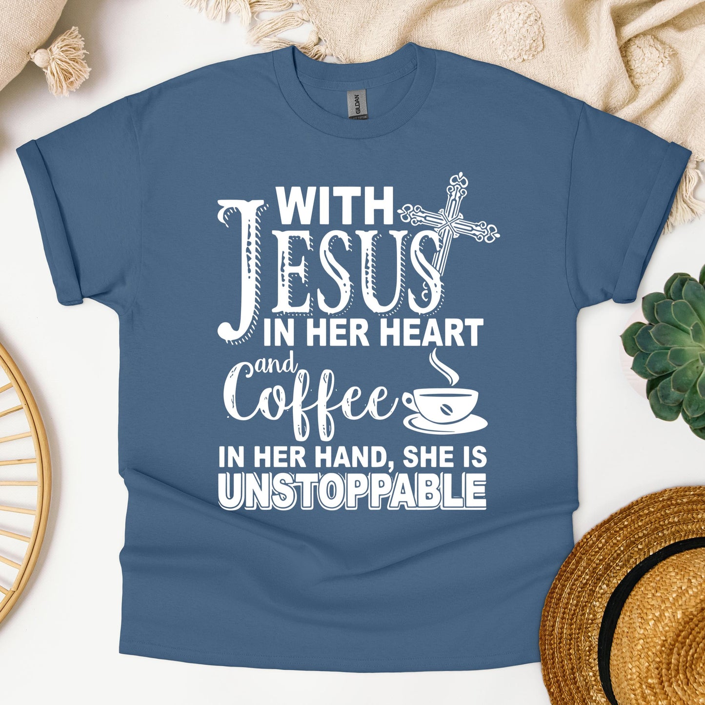 With Jesus In Her Heart And Coffee In Her Hand She Is Unstoppable