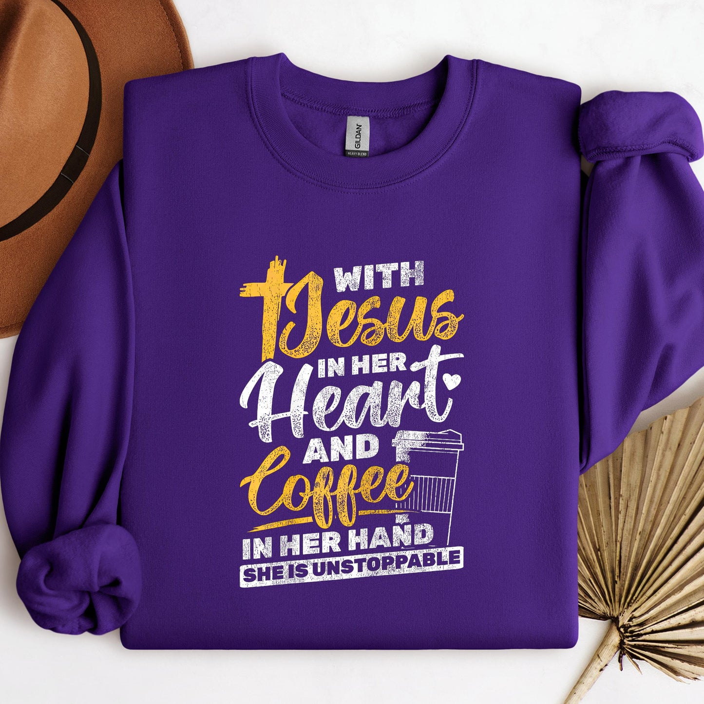 With Jesus In Her Heart And Coffee In Her Hand