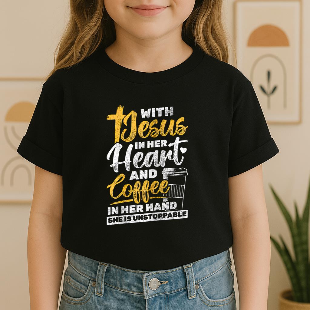 With Jesus In Her Heart And Coffee In Her Hand