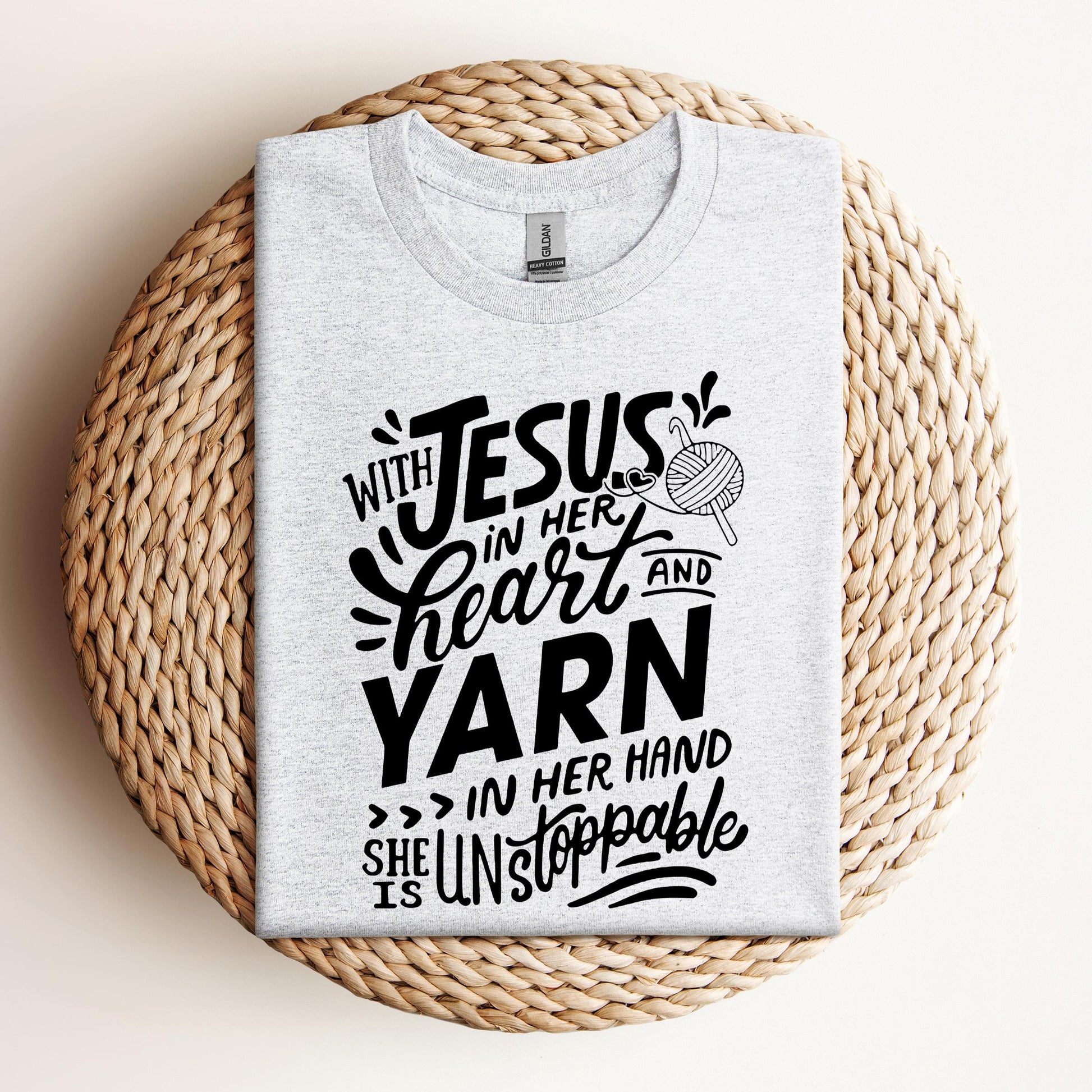 With Jesus In Her Heart And Yarn In Her Hand She Is Unstoppable