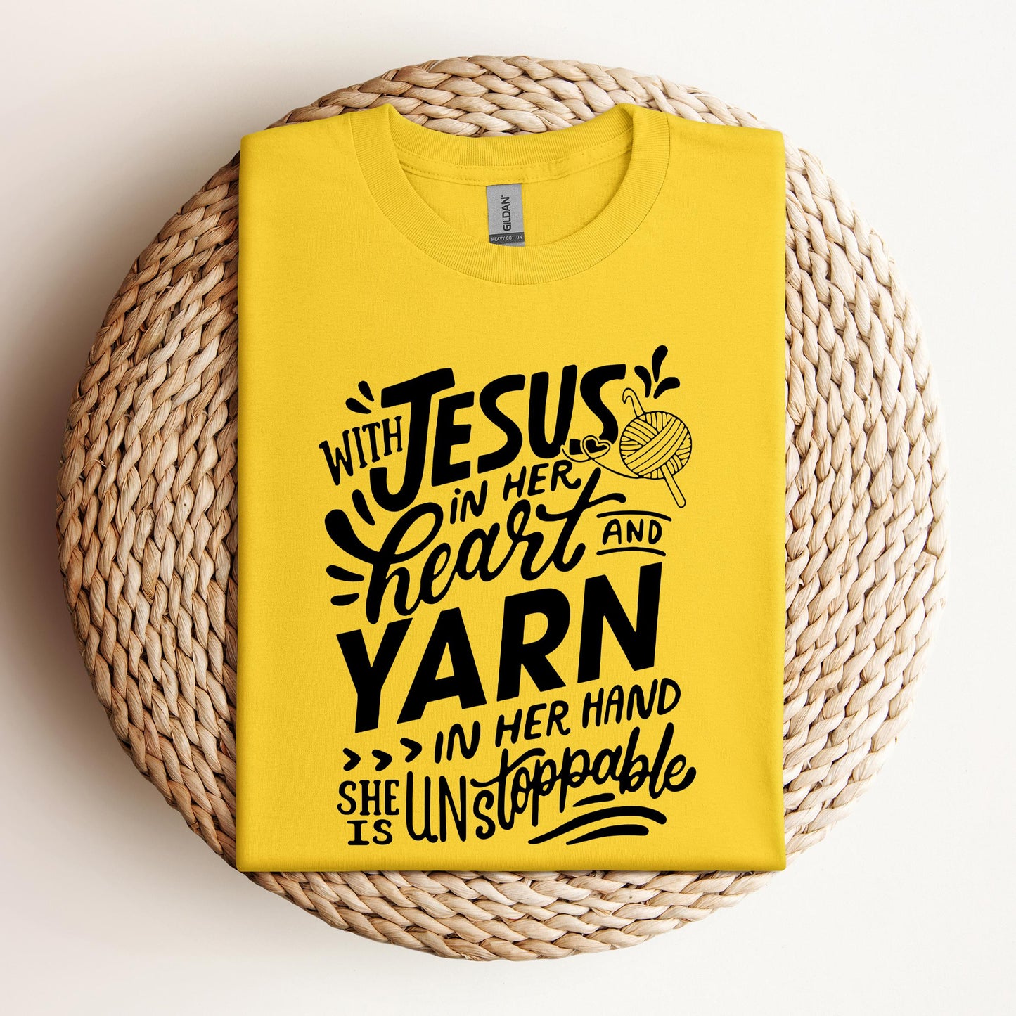 With Jesus In Her Heart And Yarn In Her Hand She Is Unstoppable