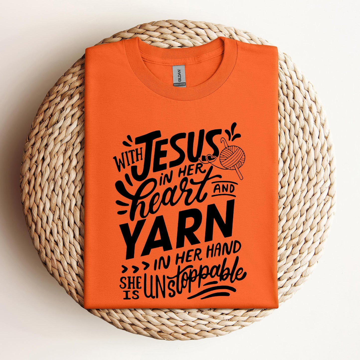With Jesus In Her Heart And Yarn In Her Hand She Is Unstoppable