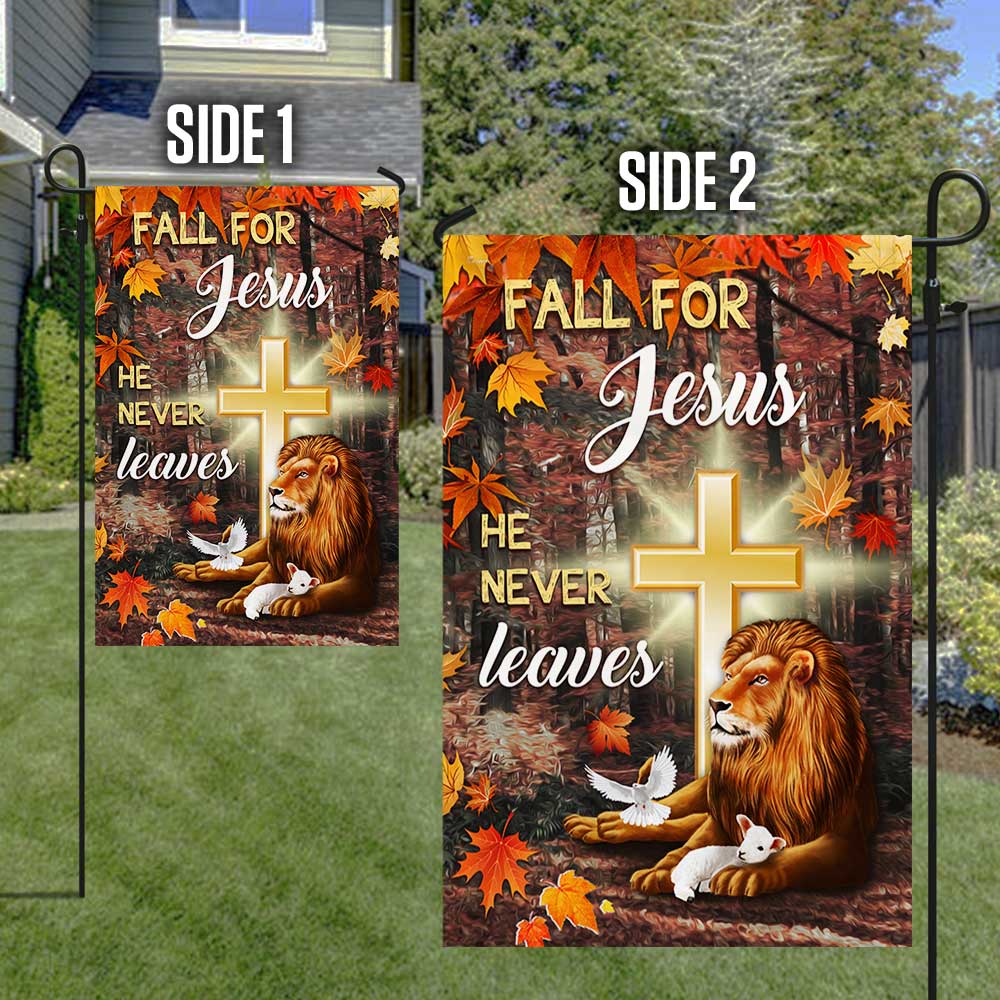 Jesus Flag Fall For Jesus He Never Leaves God &amp; Lion 3-Day Shipping