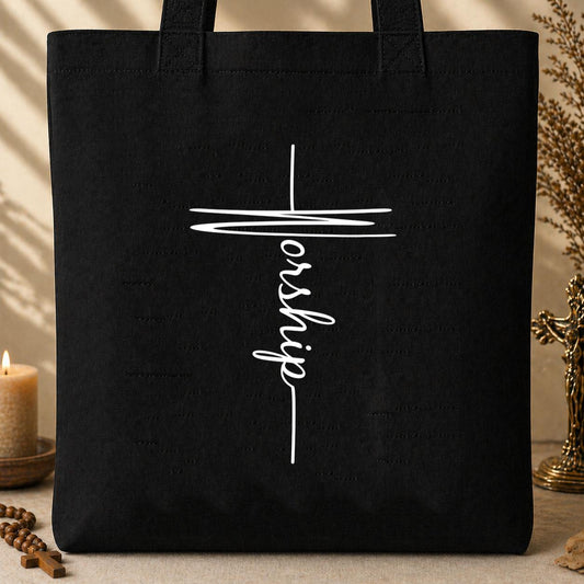 Worship Cross Tote Bag