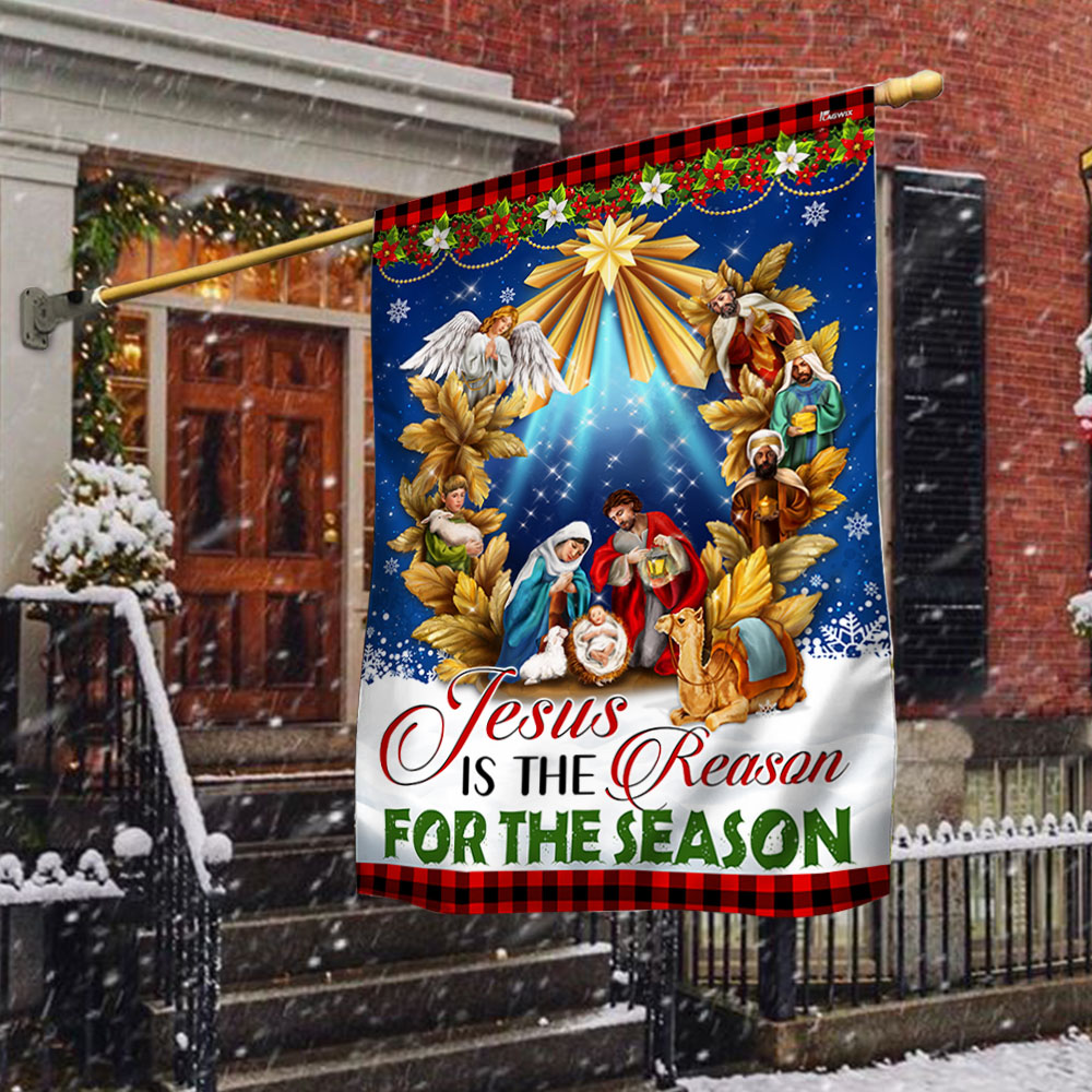 Jesus Christmas Flag Jesus Is The Reason For The Season Holy Night Nativity of Jesus Flag
