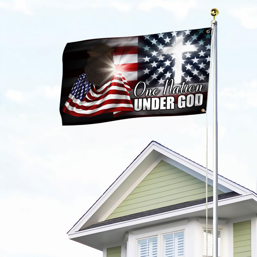 Christian Cross American Grommet Flag One Nation Under God
