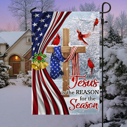 Jesus Christ Cross Flag  Jesus is The Reason for Season Christmas Flag MLN687Fv1