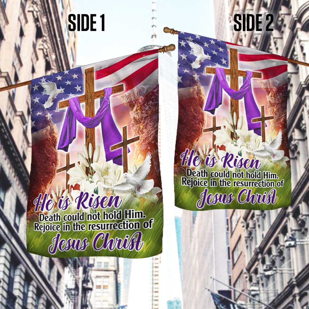 Easter Christian Flag He Is Risen Rejoice In The Resurrection Of Jesus Christ Flag
