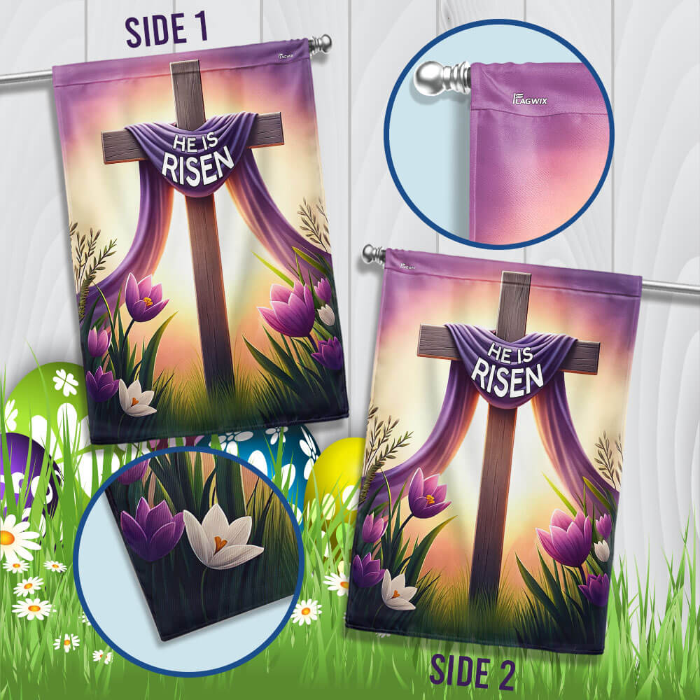 FLAGWIX Jesus Easter Day He Is Risen Christian Cross Flag
