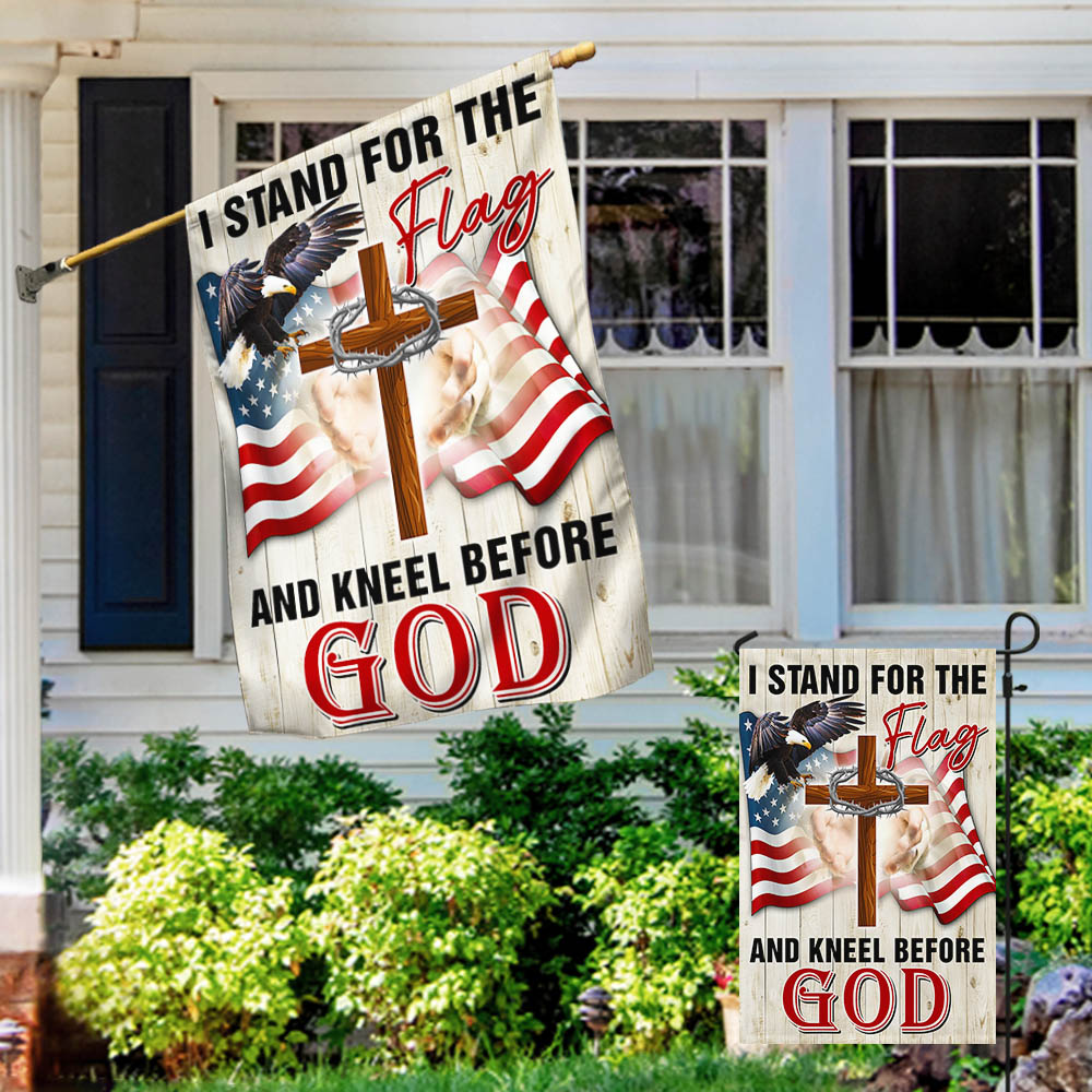Veterans Day Flag, Jesus Christ American Flag I Stand For The Flag and Kneel Before God Flag