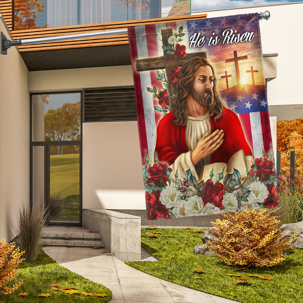 Easter Jesus Christ He Is Risen Flag