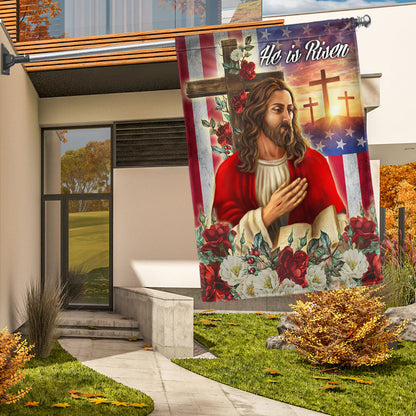 Easter Jesus Christ He Is Risen Flag