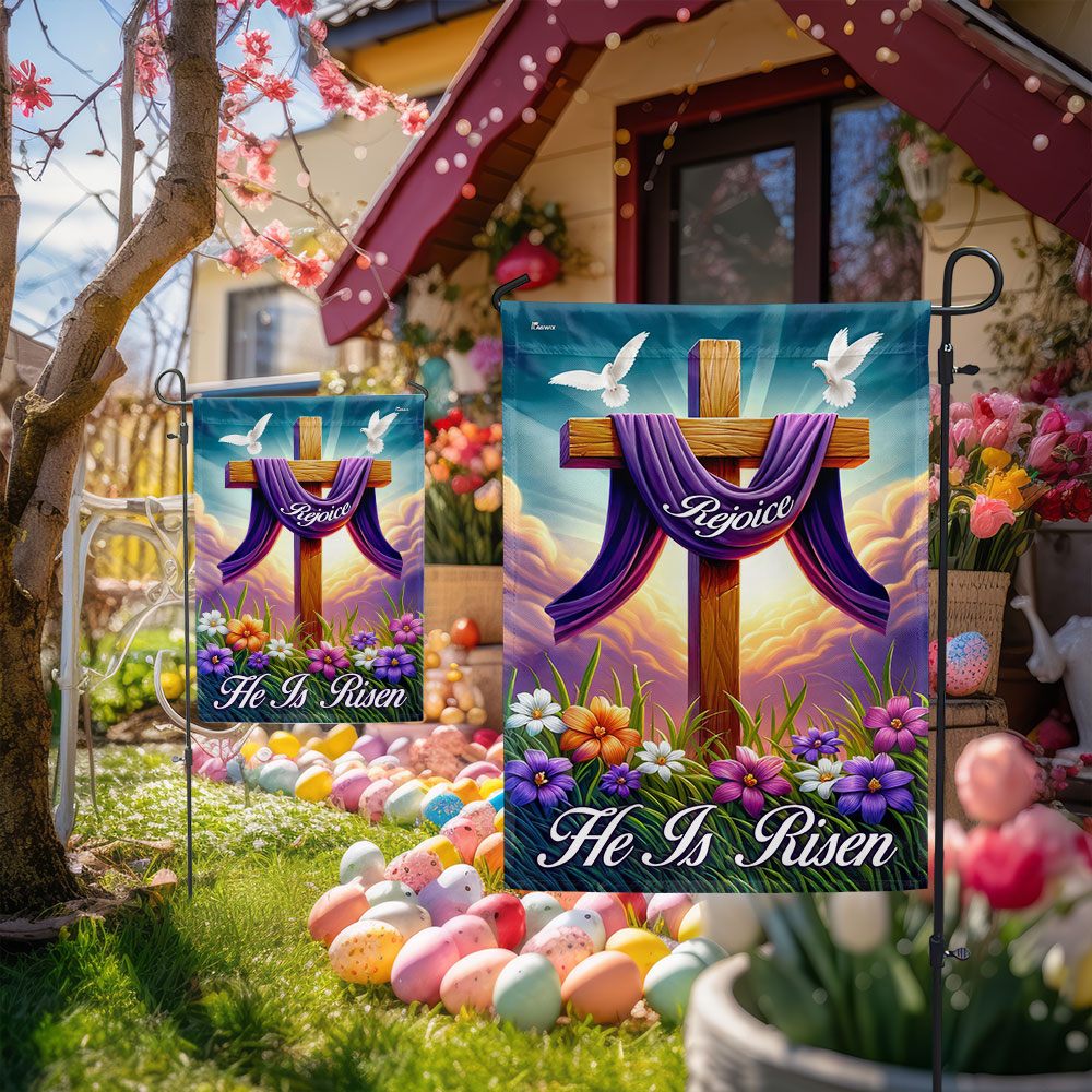 Easter Cross He Is Risen Resurrection of Jesus Christian Cross Flag