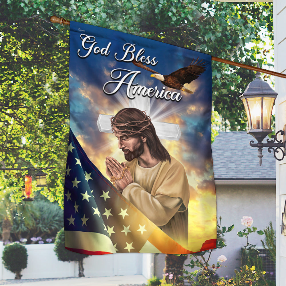 Jesus Cross Flag God Bless America