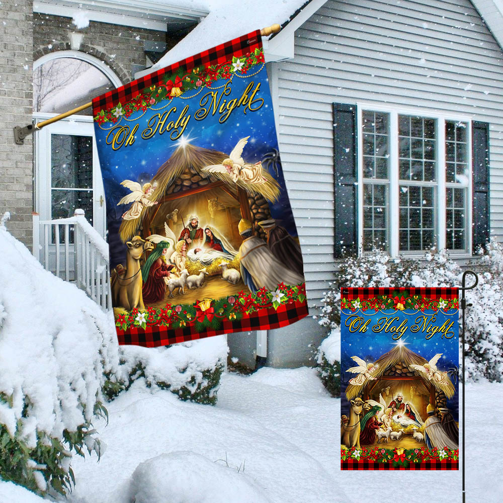Nativity of Jesus Oh Holy Night  Jesus Christmas Flag
