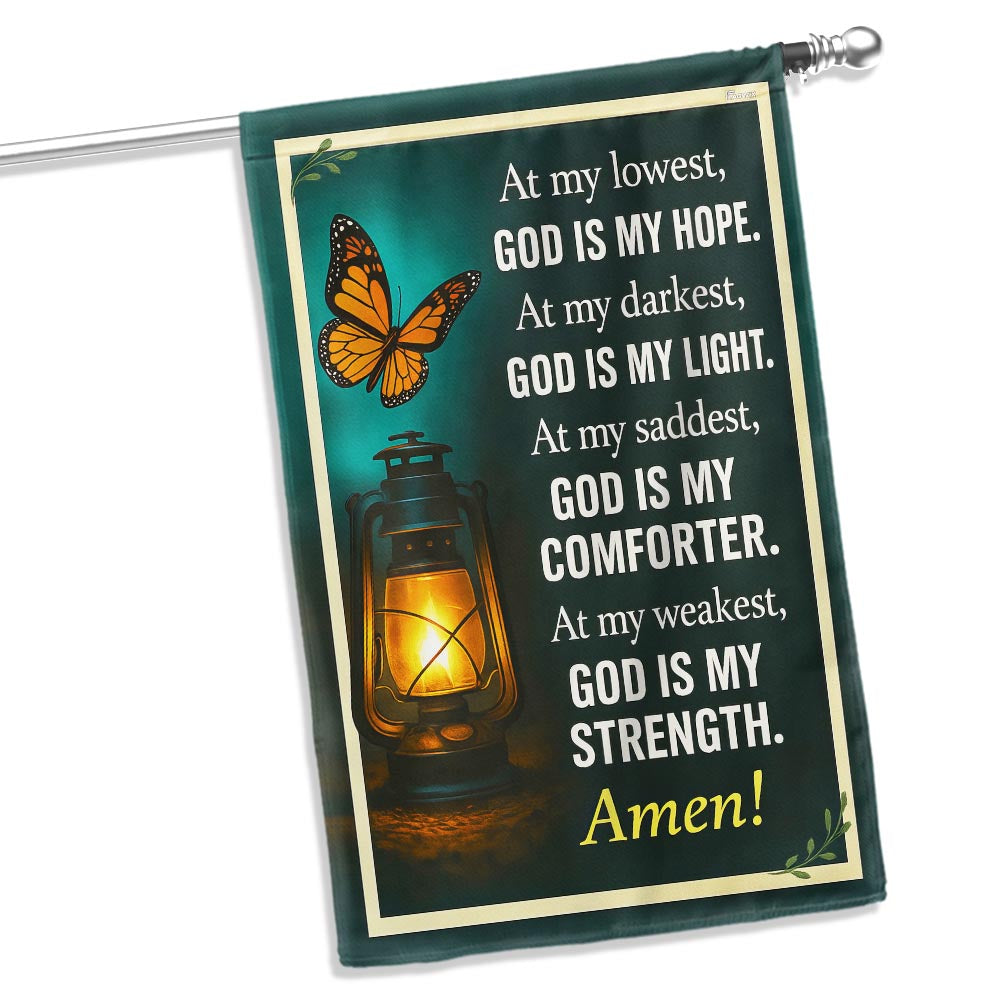 Inspirational Christian God Is My Strength Flag
