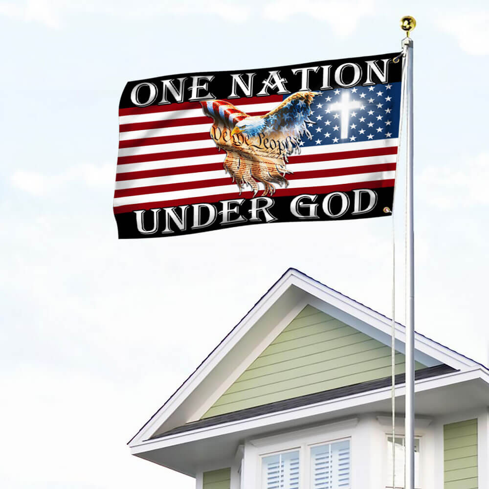 Flagwix American Flag - One Nation Under God Patriotic Eagle American Grommet Flag