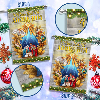 Nativity of Jesus Christmas Flag O Come Let Us Adore Him Holy Night Flag